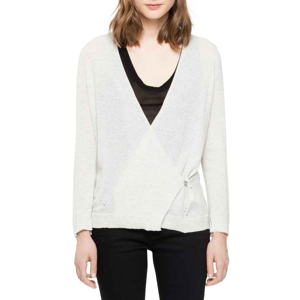 Zadig & Voltaire Daphnee Beige Cashmere Button Cardigan Size Small - Picture 7 of 16